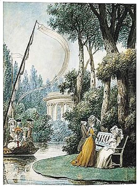 Elegant Figures In A Park - view 1