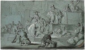 Joseph Selling Wheat In Egypt (Genesis 4156-7) by Jacob Willemsz de Wet the Elder