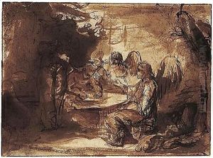 Abraham Entertaining The Three Angels by Barent Fabritius