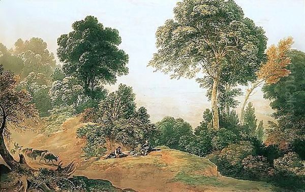 Travellers Picnicking By A Country Track, Windsor Castle In The Distance - view 1