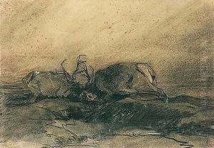 Fighting Stags by Sir Edwin Henry Landseer