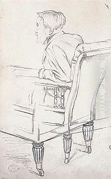 Degas de profil, assis dans un fauteuil - view 1
