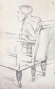 Degas de profil, assis dans un fauteuil by Edgar Degas
