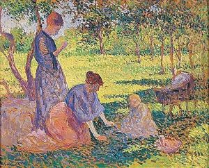 Poissy, femmes dans un jardin by Maximilien Luce