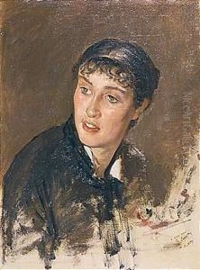 Portrait Of A Young Woman (Testa Di Donna Con Frangetta) by Giuseppe de Nittis