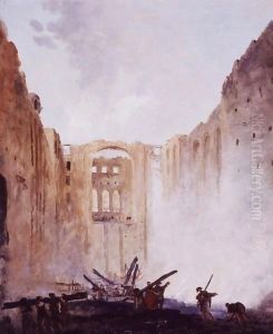 L'Incendie De L'Opera Au Palais Royal, En 1781 by Hubert Robert