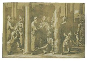 Peter And John Healing The Cripple by Girolamo Francesco Maria Mazzola (Parmigianino)