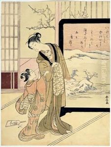 Un Chaton Au Printemps by Suzuki Harunobu