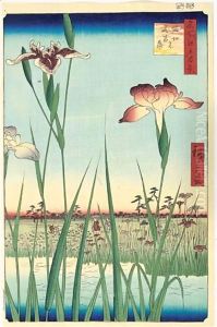 Horikiri No Hana Shobu. Iris En Fleurs A Horikiri by Utagawa or Ando Hiroshige