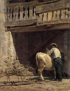 Contadino Con Mucca by Pietro Pajetta