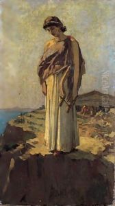 Suonatrice Di Cetra by Domenico Morelli