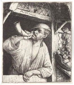 The Baker Sounding His Horn by Adriaen Jansz. Van Ostade