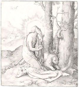 St Jerome In The Desert (The New Hollstein 113) by Lucas Van Leyden
