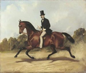 La Promenade A Cheval louis-Robert Heyrault Or Heyrauld, 19th Century French School Riding A Horse by Louis Robert Heyrault
