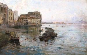 Golfo Di Napoli, Veduta Di Palazzo Donnanna by Gaetano Esposito