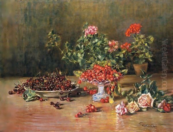 Natura Morta Con Ciliege E Fiori - view 1
