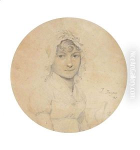 Portrait Of A Young Woman Wearing A Lace Bonnet