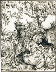 St. George On Horseback Slaying The Dragon by Lucas The Elder Cranach