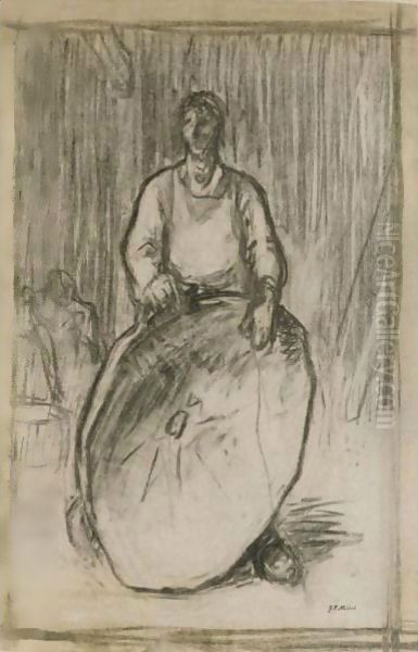 Peasant Holding A Winnowing Basket - view 1