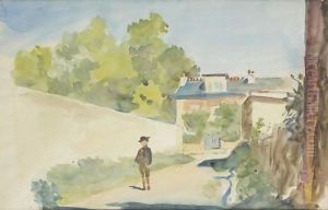 Paysages, Foule Entourant Les Cavaliers, Toit D'Une Ville