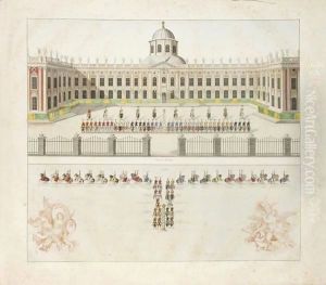 Depicting A Ceremonial Equestrian Parade by German Unknown Masters