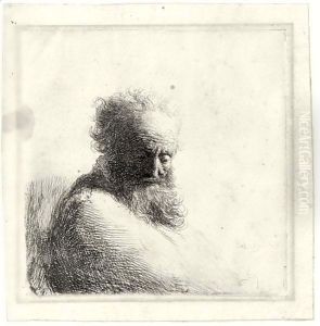 Bust Of An Old Bearded Man, Looking Down, Three Quarters Right by Harmenszoon van Rijn Rembrandt
