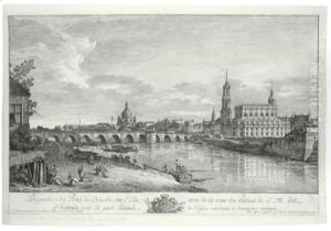 Perspective Du Pont De Dresde Sur L'Elbe, Tiree De La Veue Du Palais De S. M., Dites D'Hollande by Bernardo Bellotto