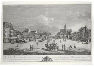 Vue De La Place De La Ville-Neuve De Dresden, De La Grande Allee Qui Aboutit A La Porte Noire by Bernardo Bellotto