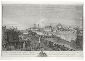 Vue Exterieure De La Porte D'Italie Des Rempars De La Ville De Dresden Et De Partie De Dresden by Bernardo Bellotto