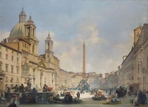 Veduta Di Piazza Navona, Roma by Ippolito Caffi