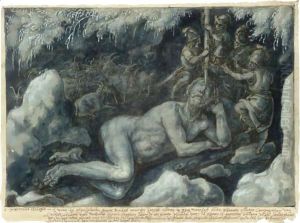 Ulysses And His Companions Blinding The Sleeping Cyclops Polyphemus by Giovanni Stradano