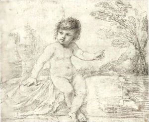 A Child Seated In A Landscape, Pointing To His Left A Child Seated In A Landscape, Pointing To His Left