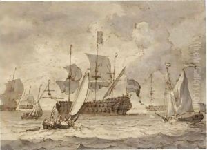 The Embarkation Of William III And Mary Of Orange by Ludolf Backhuysen