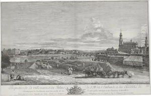 Perspective De La Ville Neuve, Et Du Palais De S. M. by Bernardo Bellotto