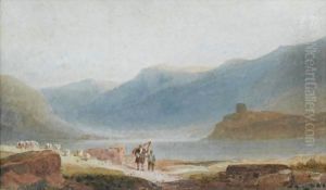 A Man With A Harp And His Son Near Dolbadern Castle, Llanberis