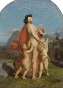 A Young Nymph Teased By Putti by Jean-Leon Gerome