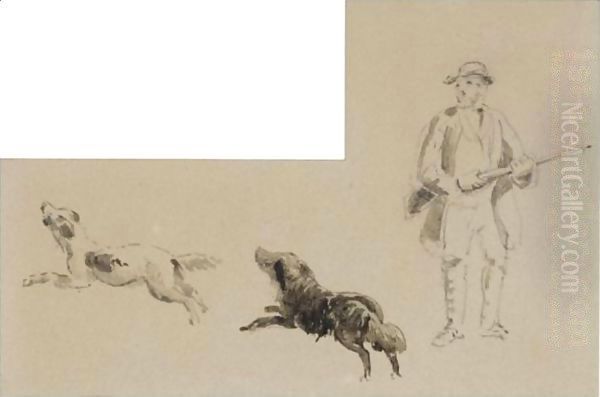 A Sportsman With His Two Retrievers - view 1