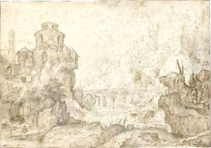 Mountainous River Landscape With The Hradcany And The Cathedral Of St Vitus, Prague, Behind by Roelandt Jacobsz Savery