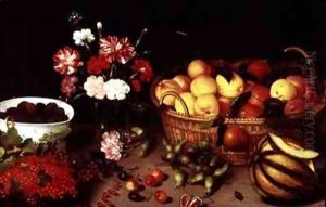 Still Life of Flowers and Fruit by Peter Paul Binoit