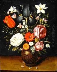 Still life of a vase of flowers by Peter Paul Binoit