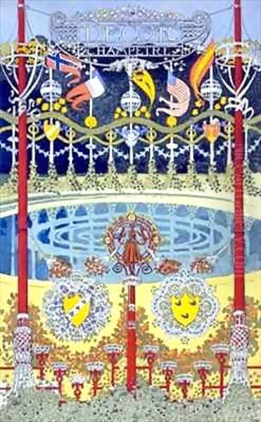 'Decor Champetre', graphic design depicting a pool with festive decorations - view 1