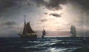 Shipping in Moonlit Waters by Carl Bille