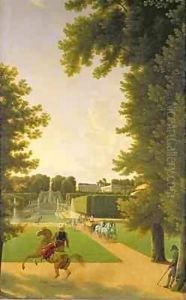 Promenade of Napoleon I (1769-1821) and Marie-Louise (1791-1847) in the Parc de Saint-Cloud in 1810 by Jean and Vernet, Antoine Bidauld