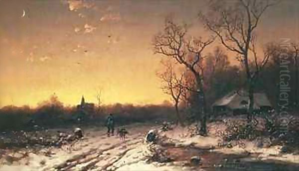 Winter landscape at sunset - view 1