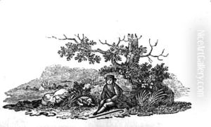 Man Seated by a Stunted Tree from 'History of British Birds and Quadrupeds' by Thomas Falcon Bewick