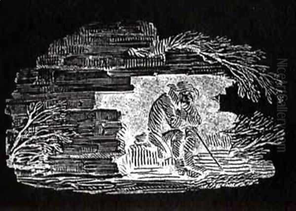 Seated Man Sheltering 'History of British Birds and Quadrupeds' - view 1