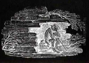 Seated Man Sheltering 'History of British Birds and Quadrupeds' by Thomas Falcon Bewick