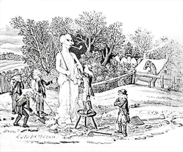Making a Snowman from 'History of British Birds and Quadrupeds' - view 1