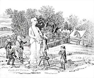 Making a Snowman from 'History of British Birds and Quadrupeds' by Thomas Falcon Bewick