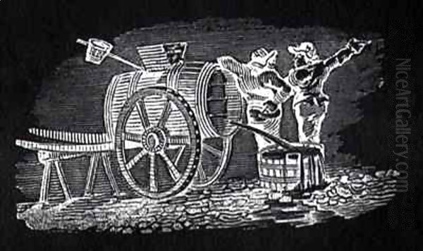Two Men with a Barrel Cart from 'History of British Birds and Quadrupeds' - view 1